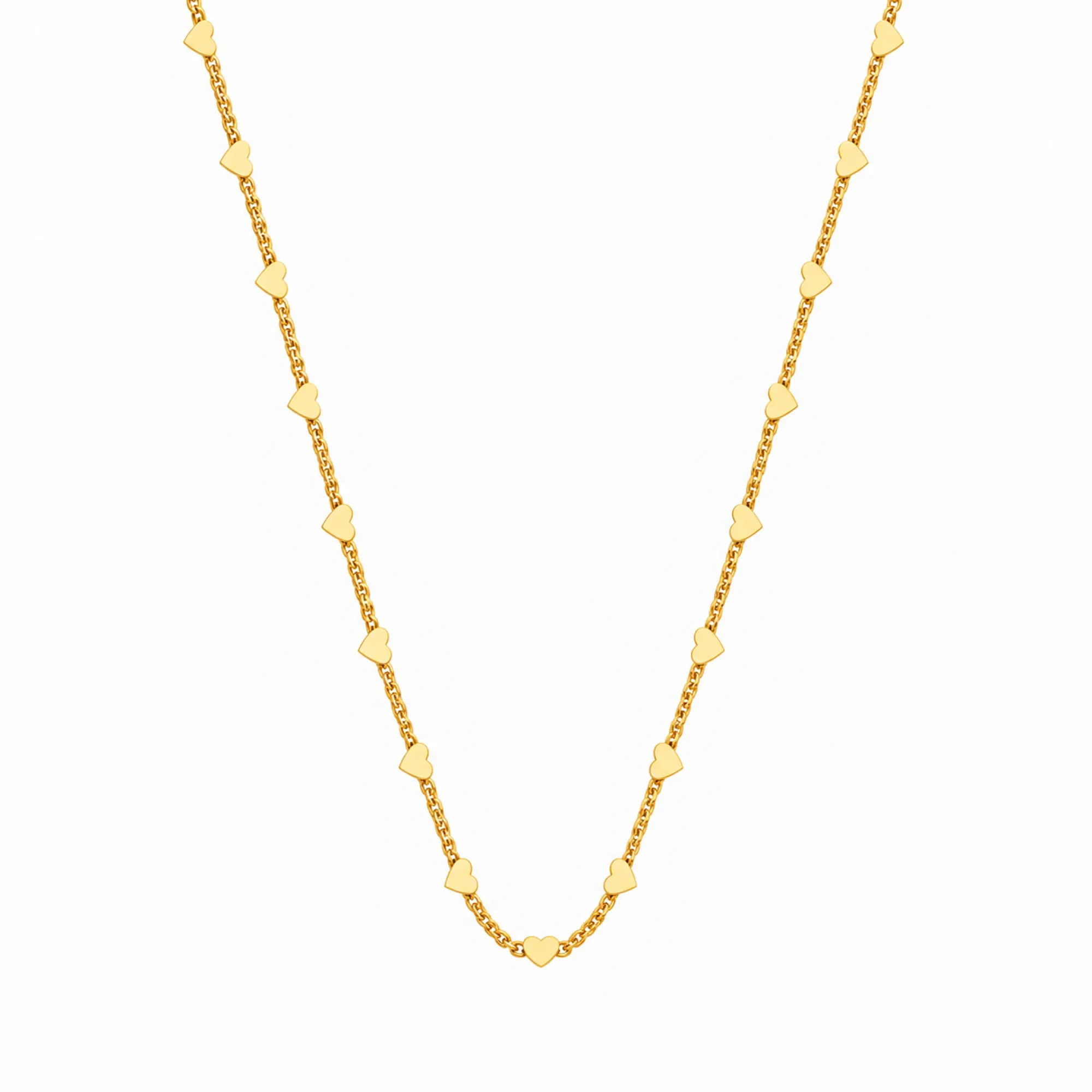 Colar Dourado Corrente de Corações